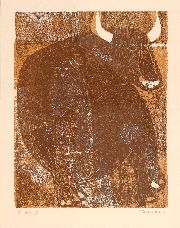 Seoane, Toro de lidia, xilografia en colores 29 x 24