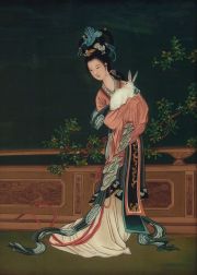 Figuras femeninas pinturas bajo vidrio chinas