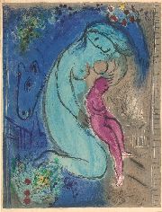 Chagall, Quai Aux Figures, litografa en colores