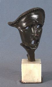 Mascara, escultura de bronce, base mrmol