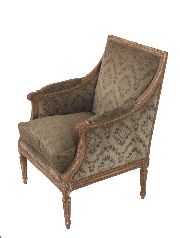 Sillon estilo Luis XVI, laqueado, tapizado pana gris con flores