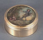 Caja circular de plata francesa, con miniatura en la tapa -147-