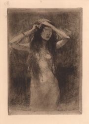 BESNARD, Paul Albert. Desnudo Femenino, aguafuerte. 28 x 13, 5 cm.