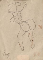 SCOTTI, Ernesto. Desnudo Femenino, dibujo al lápiz. 27 x 21 cm.