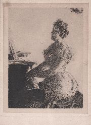 Zorn, Mujer Tocando el Piano, grabado