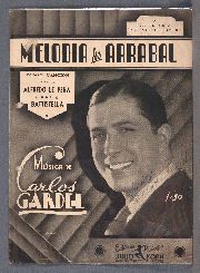 Partitura de melodia de Arrabal firmada por Gardel