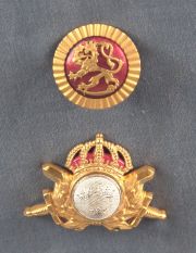 Par de insignias de los Ejercitos Sueco y Finlandés de bronce dorado y esmalte.