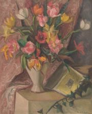 SKELTON, Violet. 1937. 'Flores', óleo s/tela, firmado