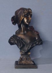 CENDRILLON, Busto femenino, escultura petie bronce