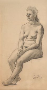 SCOTTI: 'Desnudo femenino', dibujo al lápiz