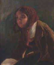 Rippingille, E.V., Retrato de joven con pañuelo, óleo