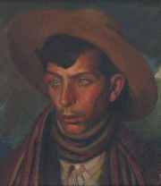 BRIONES, Francisco, Retrato de Gitano, óleo sobre tela, Escuela Española