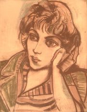 ALONSO, Carlos. Mujer, pastel, 1956 (60 x 50 cm.)