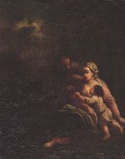 Fernández de Navarrete, escuela de, . Marcha con niño, óleo sobre tela, 027 x 022