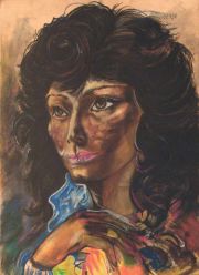BERNI. Mujer, pastel. 64 x 50 cm. Certificado.