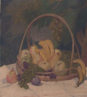 Giraud,Georges, Escuela Francesa (1882 - ) Canasta con Frutas, óleo de 70 x 63 cm.