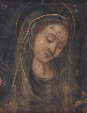 Madonna, imagen con marco dorado.