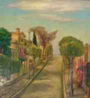 GIGLI, Lorenzo, Calle de San Fernando, óleo 1956. Marco con deterioros, 75 x 80 cm