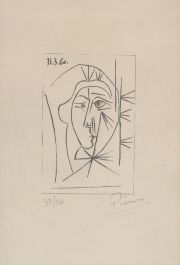 PICASSO, Pablo, grabado 33 / 50. Con certificado de autenticidad al dorso,  por Juan Eduardo