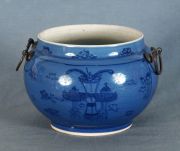 Cache pot de porcelana china blanca y azules (18)