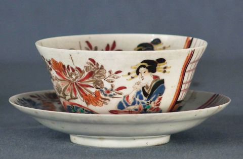 Bowl con plato, porcelana japonesa, rotura.