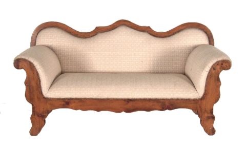 Sofa italiano, tapizado blanco, respaldo ondulante -94-