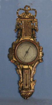 Barómetro Luis XVI, madera tallada. Faltantes, averías. Par Ecandretty