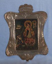 Virgen y donante, ex voto sobre latn