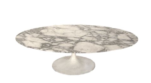 SAARINEN, mesa baja, tapa oval de mármol de carrara pie central
