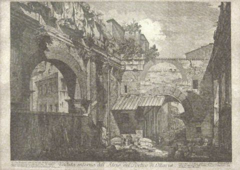PIRANESI. Veduta Interna dell Atrio del Portico di Ottavia, grabado