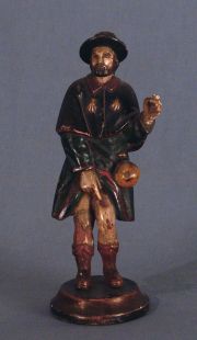 San Roque señalando su herida, talla de madera