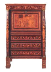 Secretaire neoclsico con marqueterie, con llave.