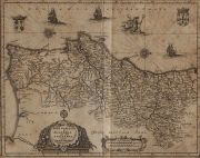 Mapa Portugallia et Algarbia, Bernardo Alvero Secco, grabado 28 x 36