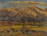 CERRITO, Egidio. Paisaje serrano con árboles, óleo. 48 x 62 cm.