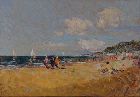 Montoya Ortiz 'Playa', óleo 50 x 70 cm.