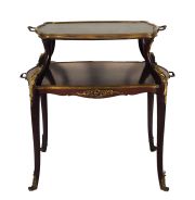 Mesa de té dos planos, estilo Luis XV, tapa bandeja