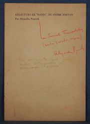 PIZARNIK, Alejandra. Relectura de Nadja de Breton dedicado y autografiado por la autora al Dr.