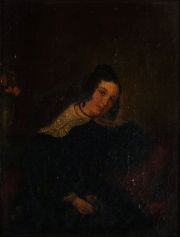 Retrato de Dama, óleo sobre tela, inicialdo A.B. 24.5 x 19.2