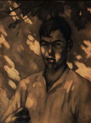 Moreti 'Retrato de Hombre, carbonilla y pastel 61 x 47