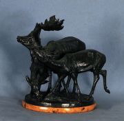 Malavolti, Ciervos, escultura de bronce patinado.