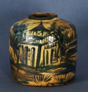 Vaso persa grande de cerámica, restaurado.