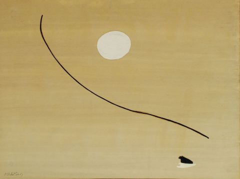 Mulhall Girondo, Abstracto con luna, tec mixta