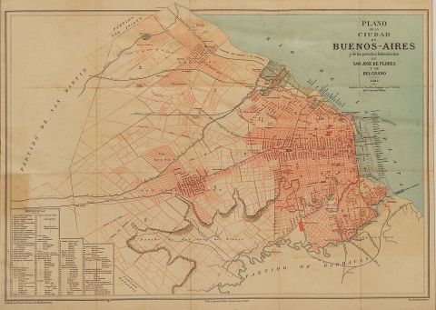 Latzina, Plano de Buenos Aires, grabado en colores