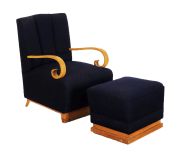 Sillon Art Deco con apoya pie.