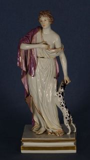 Mujer con perro, figura de Meissen.