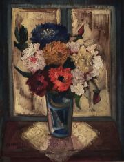 CHIAVETTI, Vaso con flores, óleo sobre tela, firmado Chiavetti 61