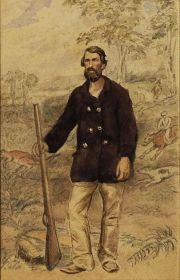 Cazador, acuarela inglesa fechada al dorso Mayo 1867
