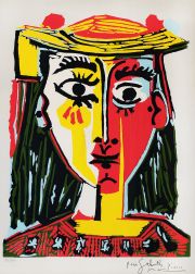 Picasso 'Femme au Chapeau a Popons, litografía