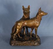 Marquet, R. Perros, escultura de bronce.
