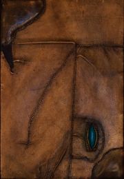 Paez, Oscar. Abstracción informalista, collage.1988. 63 x 42,5 cm.